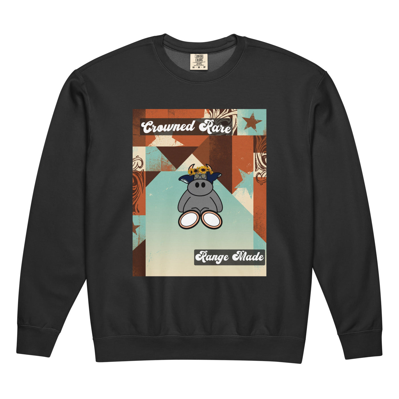 Pocket Cows Unisex Garment-Dyed Lightweight Fleece Crewneck Sweatshirt I Comfort Colors — Range Royalty — Design 260