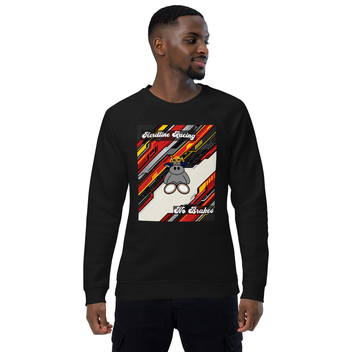 Pocket Cows Unisex Organic Raglan Sweatshirt — Design 263