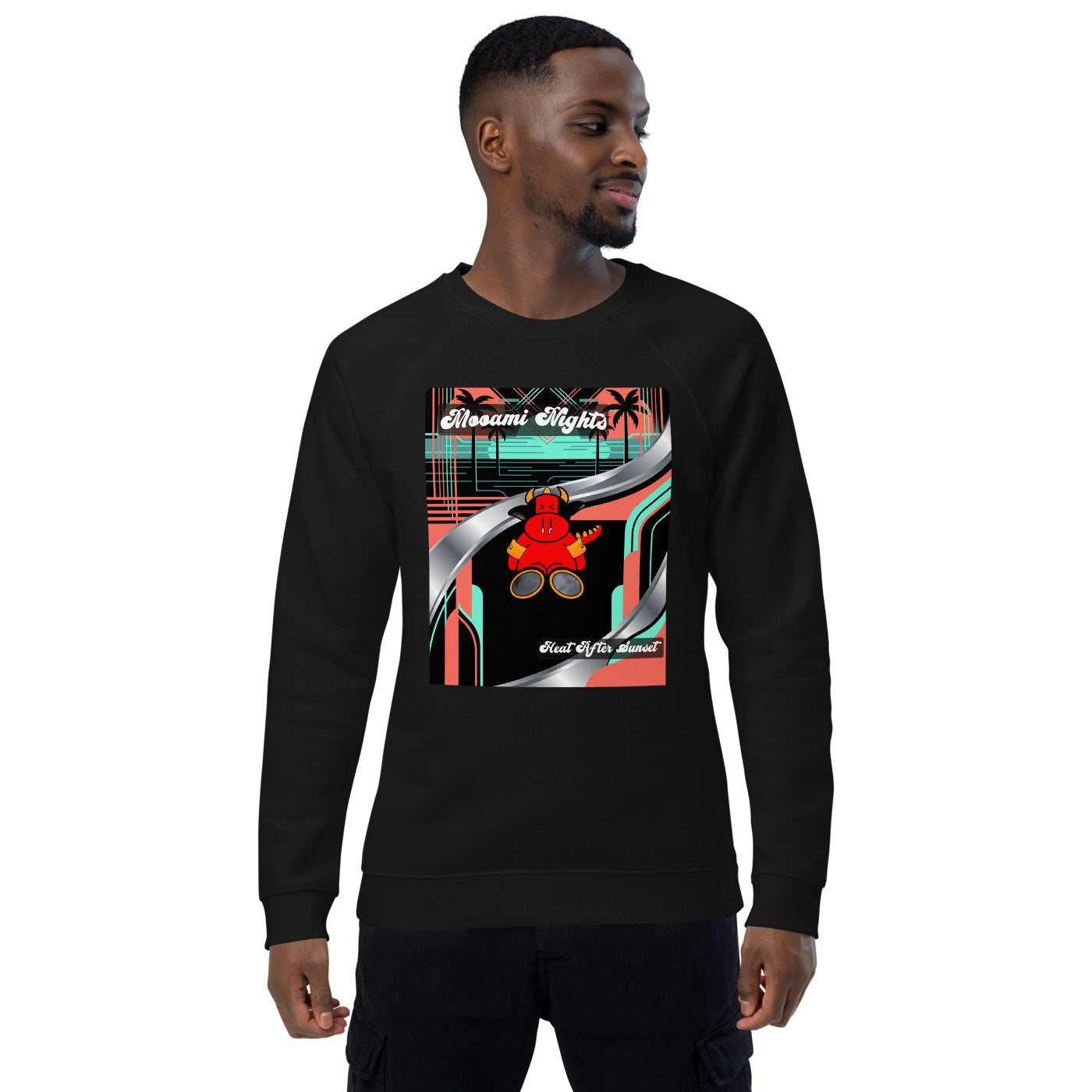 Pocket Cows Unisex Organic Raglan Sweatshirt — Design 272