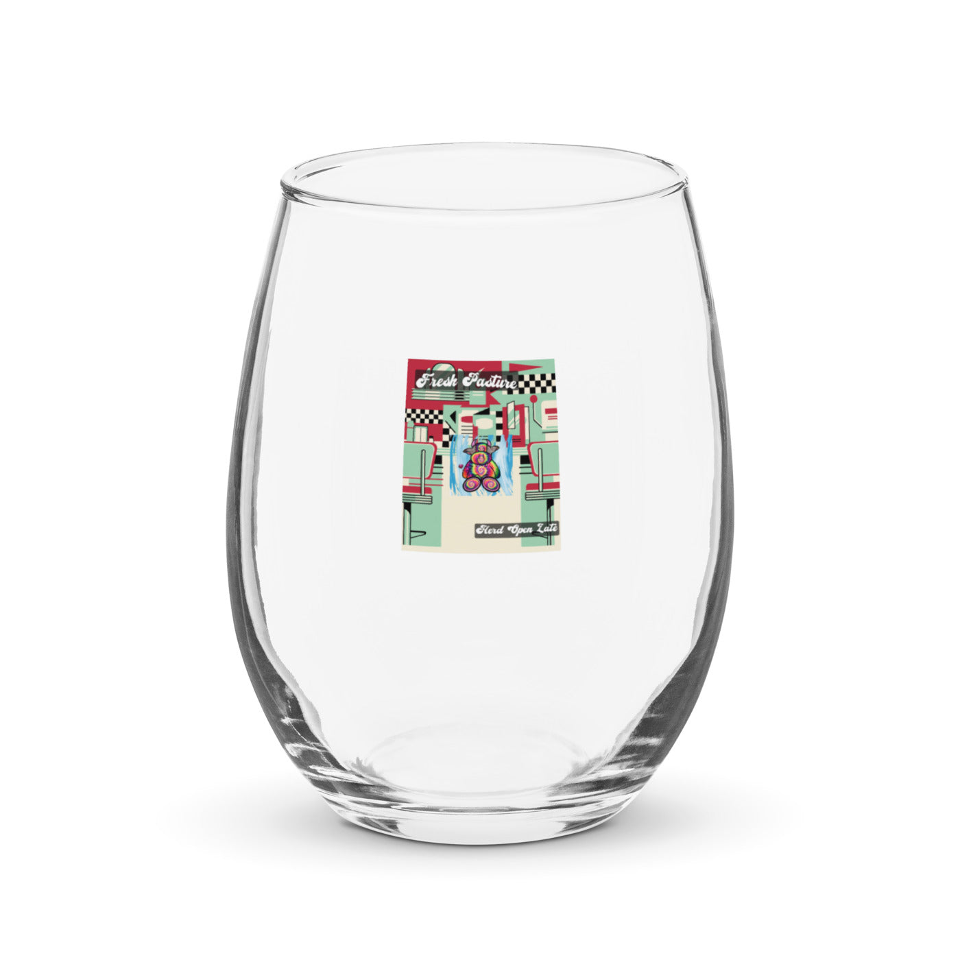 Pocket Cows Stemless Wine Glass (15 oz) — Always Fresh — Design 715