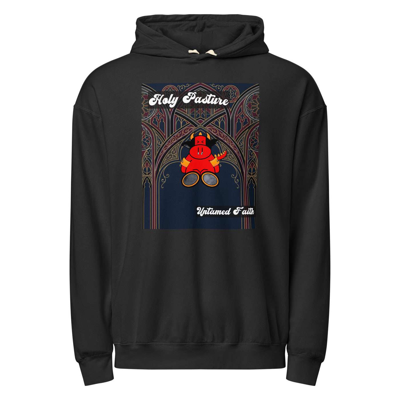 Pocket Cows Unisex Garment-Dyed Lightweight Fleece Hooded Sweatshirt I Comfort Colors — Sacred Herd — Design 270