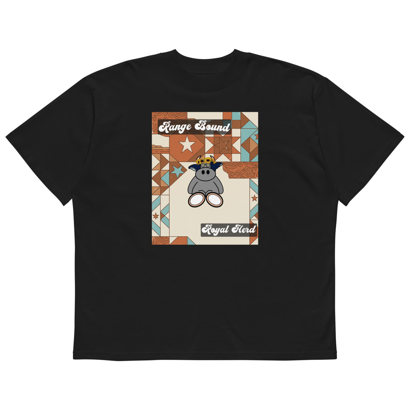 Pocket Cows Unisex Organic Oversized High Neck Blaster 2.0 T-Shirt — Design 258