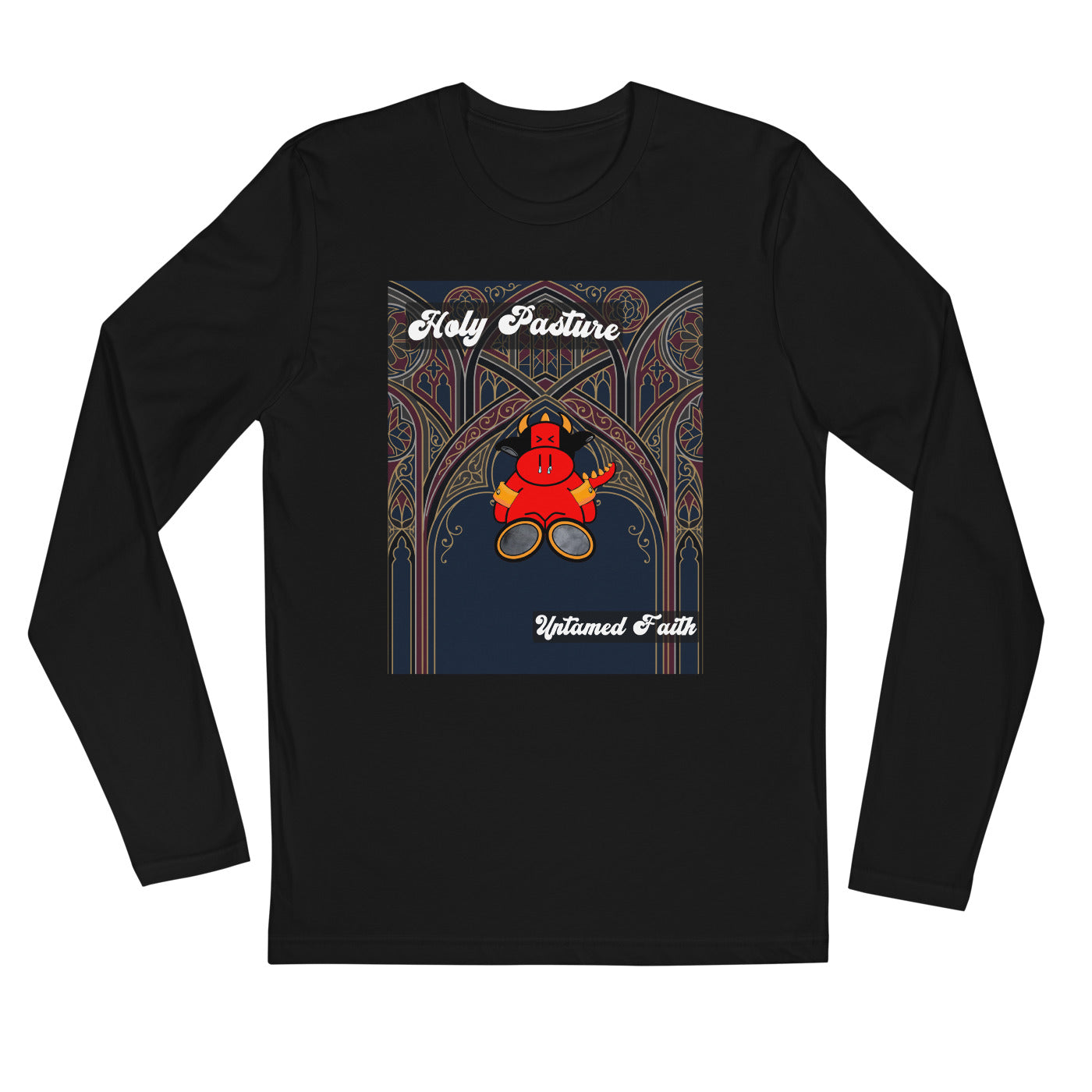 Pocket Cows Men's Fitted Long Sleeve Shirt — Design 270