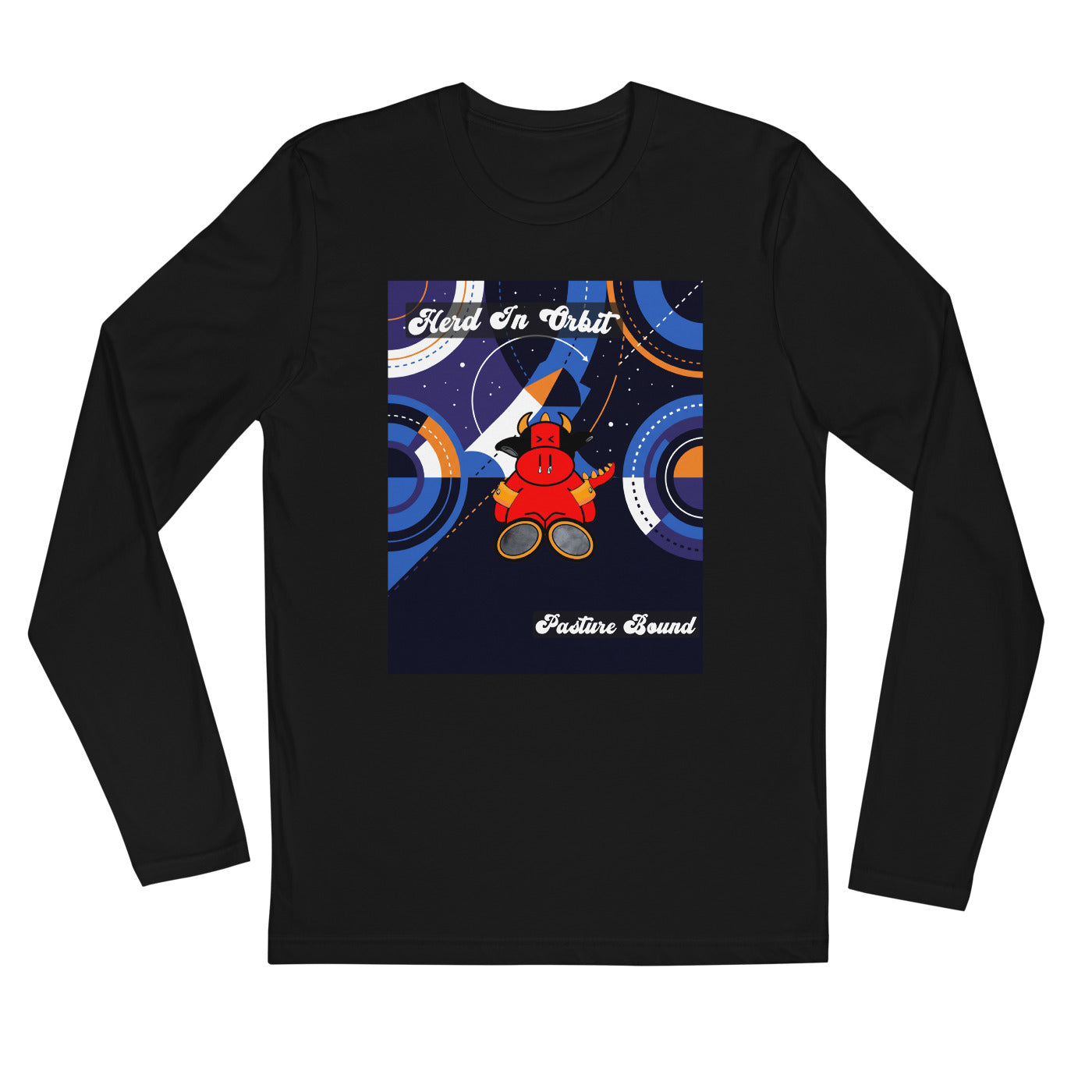 Pocket Cows Men's Fitted Long Sleeve Shirt — Design 280