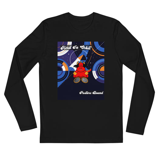 Pocket Cows Men's Fitted Long Sleeve Shirt — Design 280