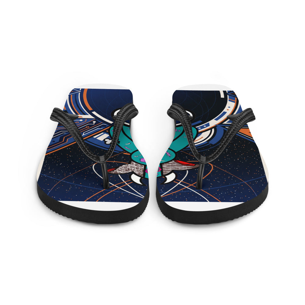 Pocket Cows Sublimation Flip Flops — Orbit The Herd — Design 796