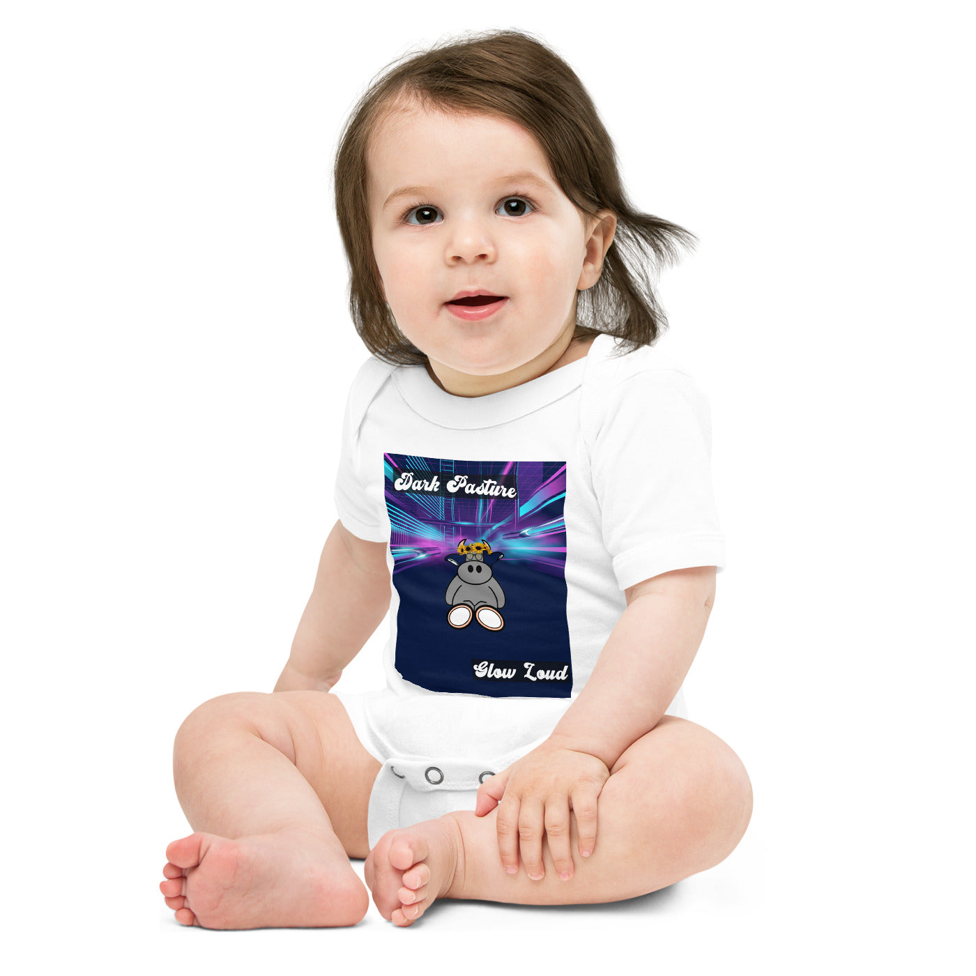 Pocket Cows Baby Short Sleeve One Piece — Design 255