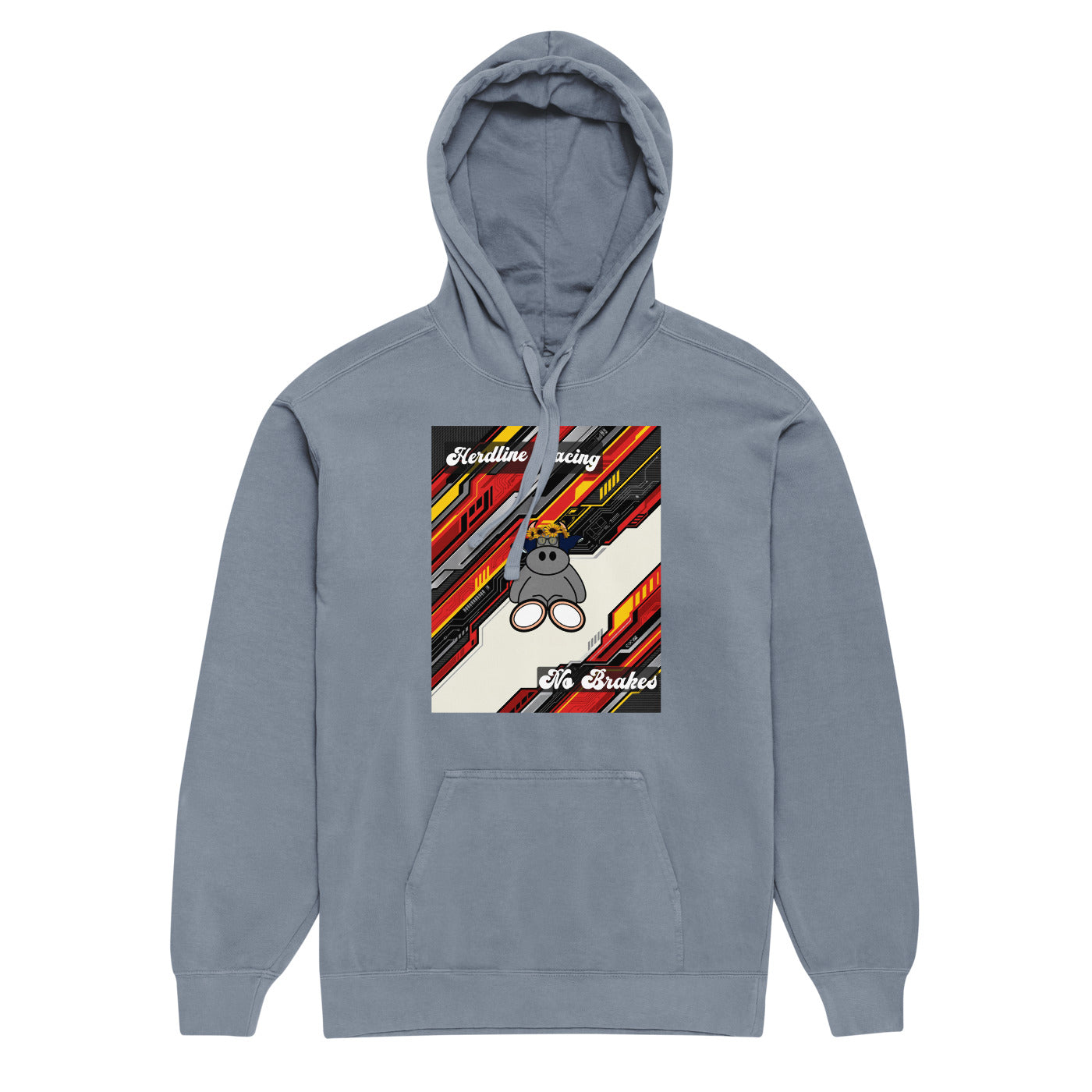 Pocket Cows Unisex Garment-Dyed Hooded Sweatshirt I Comfort Colors — Full Throttle — Design 263