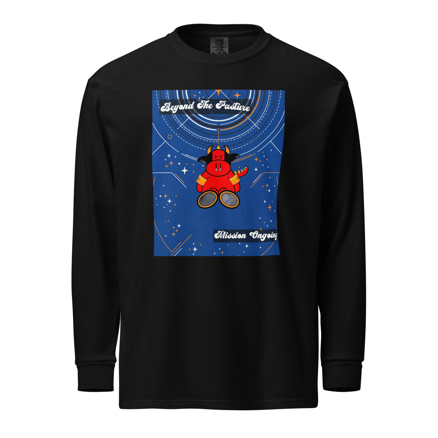 Pocket Cows Unisex Garment-Dyed Heavyweight Long Sleeve Shirt — Design 278