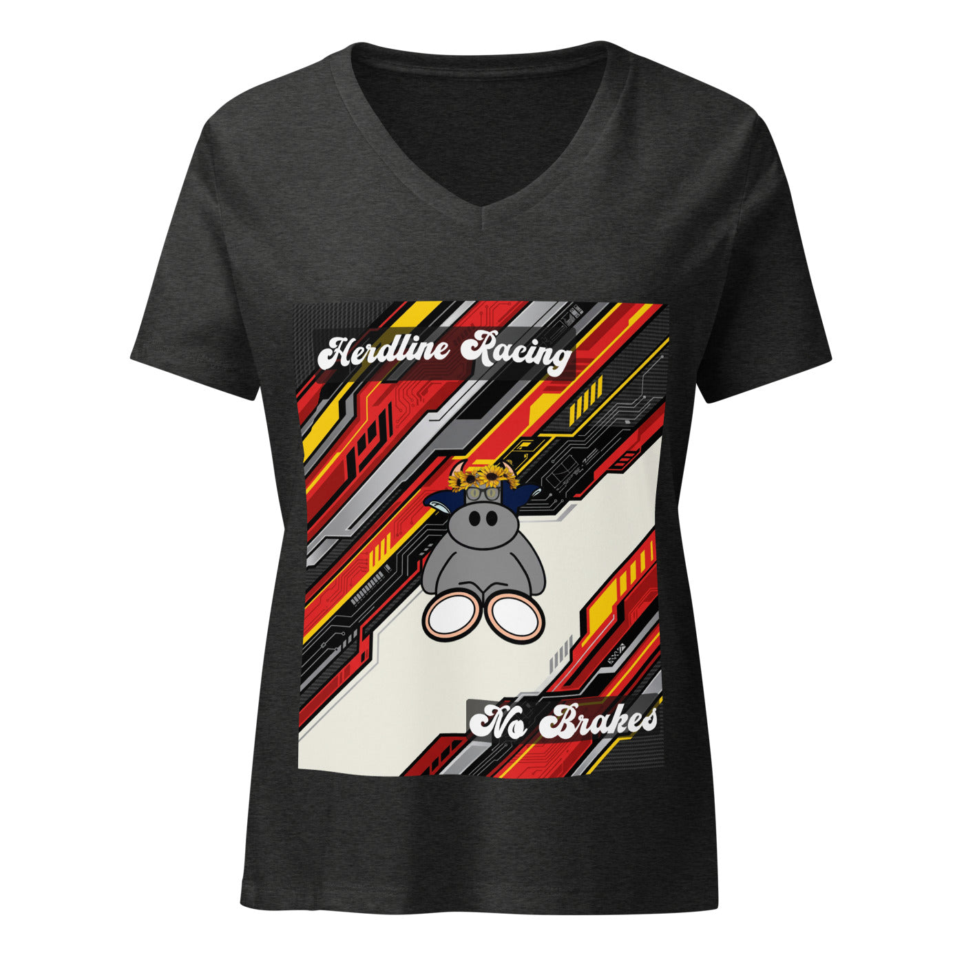 Pocket Cows Women's Relaxed V-Neck T-Shirt — Design 263