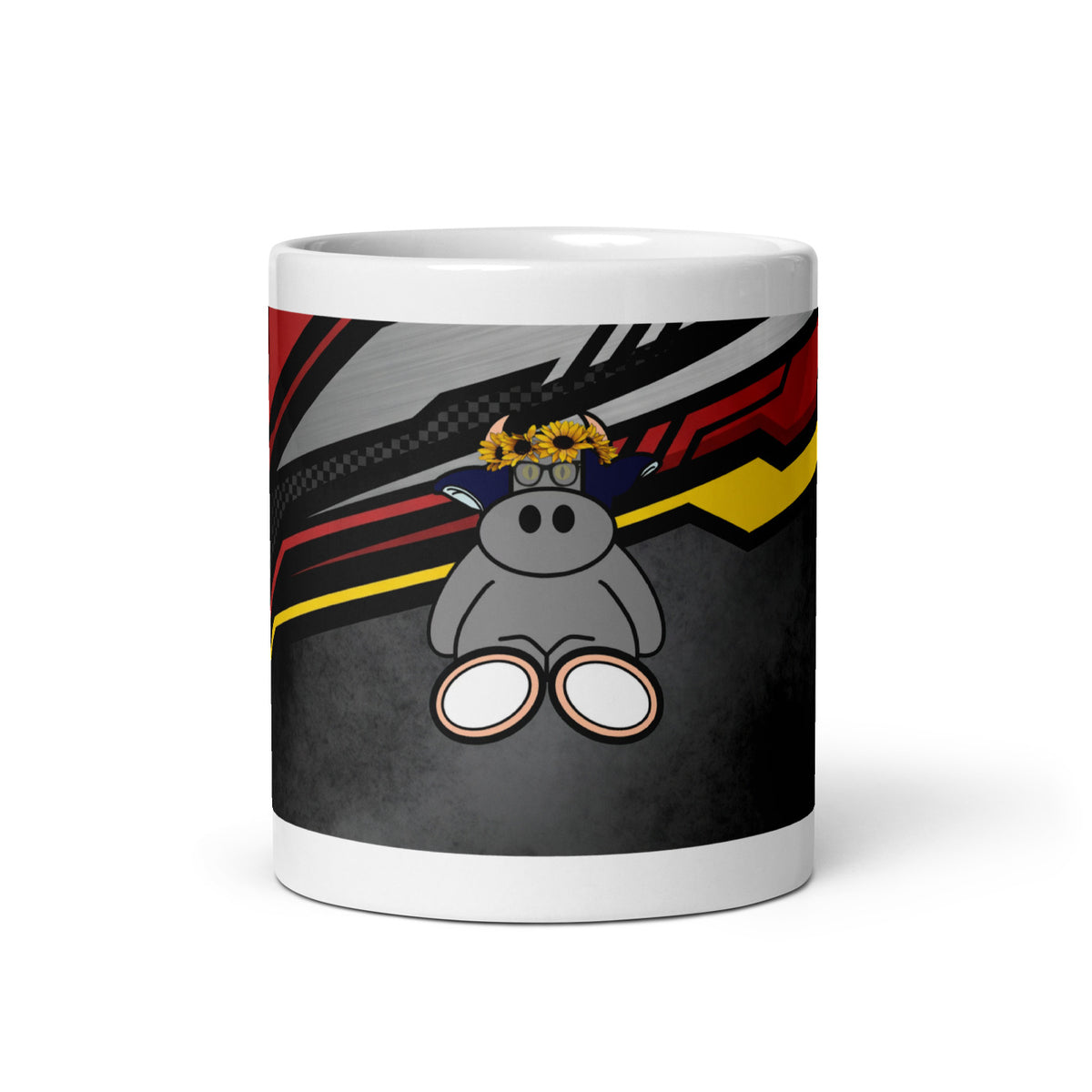 Pocket Cows White Glossy Mug — Full Throttle — Design 265