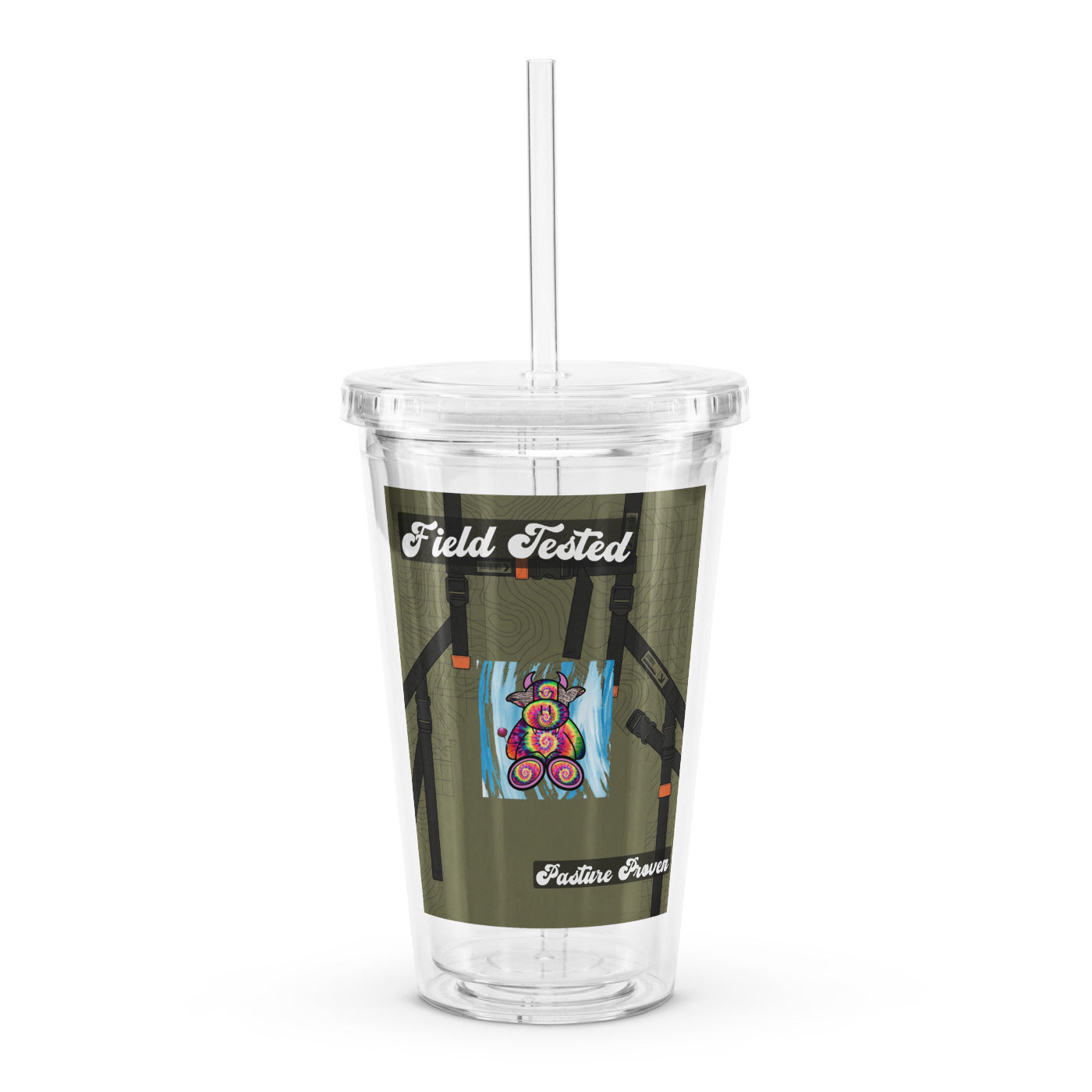 Pocket Cows Double Wall Clear Plastic Tumbler (16 oz) — Built To Roam — Design 717