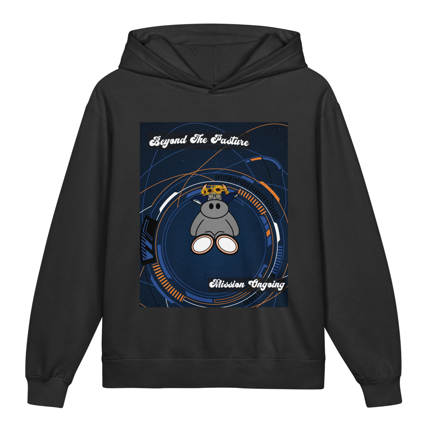 Pocket Cows Youth Garment-Dyed Lightweight Hooded Sweatshirt — Design 283