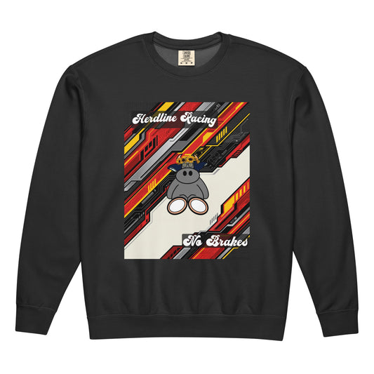 Pocket Cows Unisex Garment-Dyed Lightweight Fleece Crewneck Sweatshirt I Comfort Colors — Full Throttle — Design 263