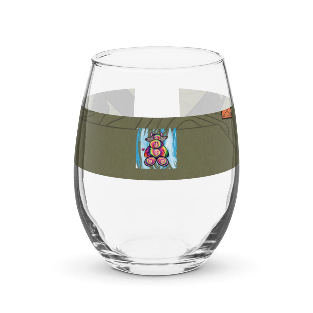 Pocket Cows Stemless Wine Glass (15 oz) — Built To Roam — Design 717