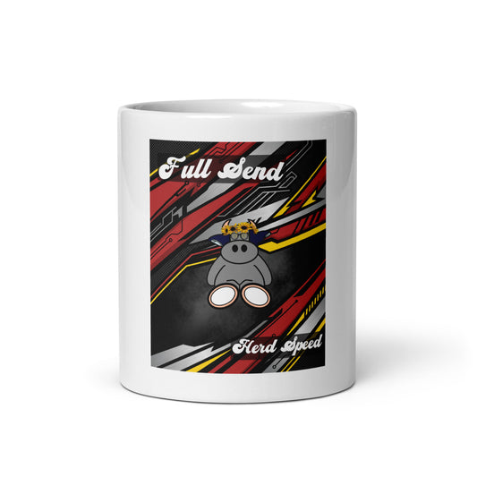 Pocket Cows White Glossy Mug — Full Throttle — Design 265