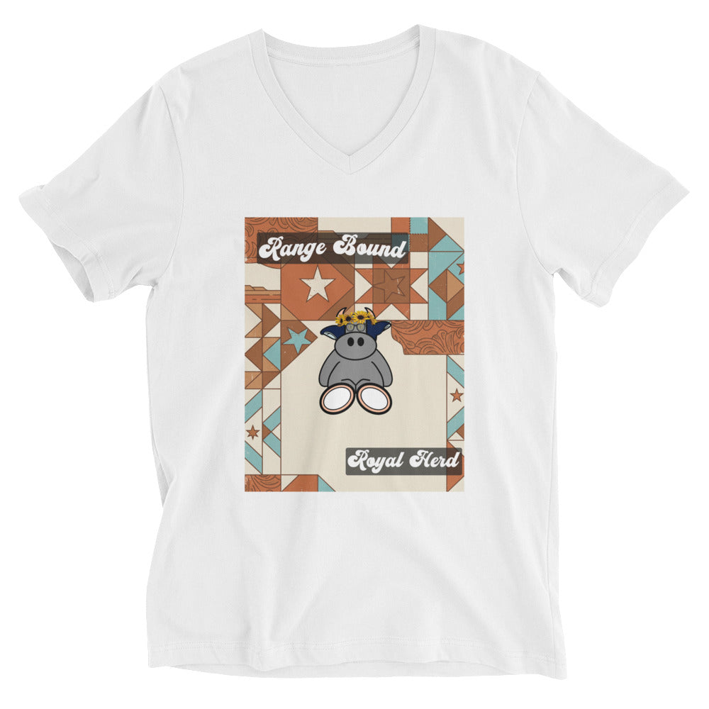 Pocket Cows Unisex V-Neck Tee — Design 258
