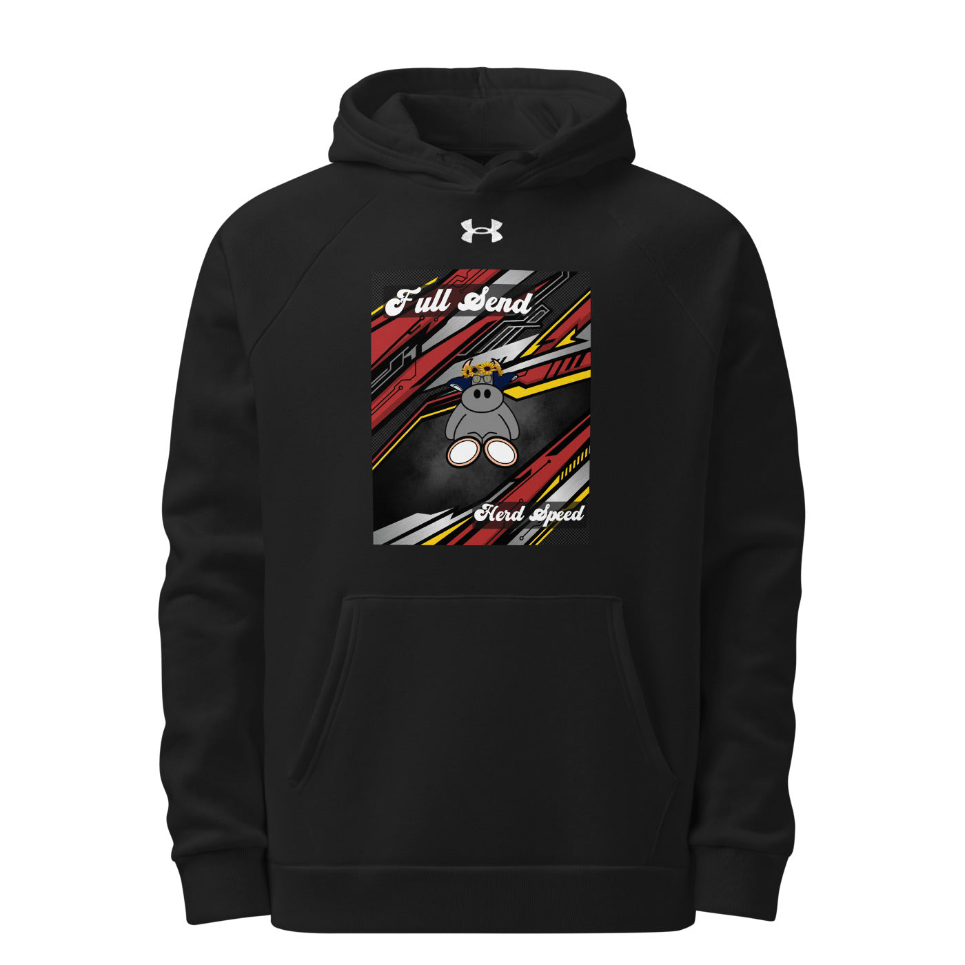 Pocket Cows Men’s Under Armour Rival Fleece Hoodie — Design 265