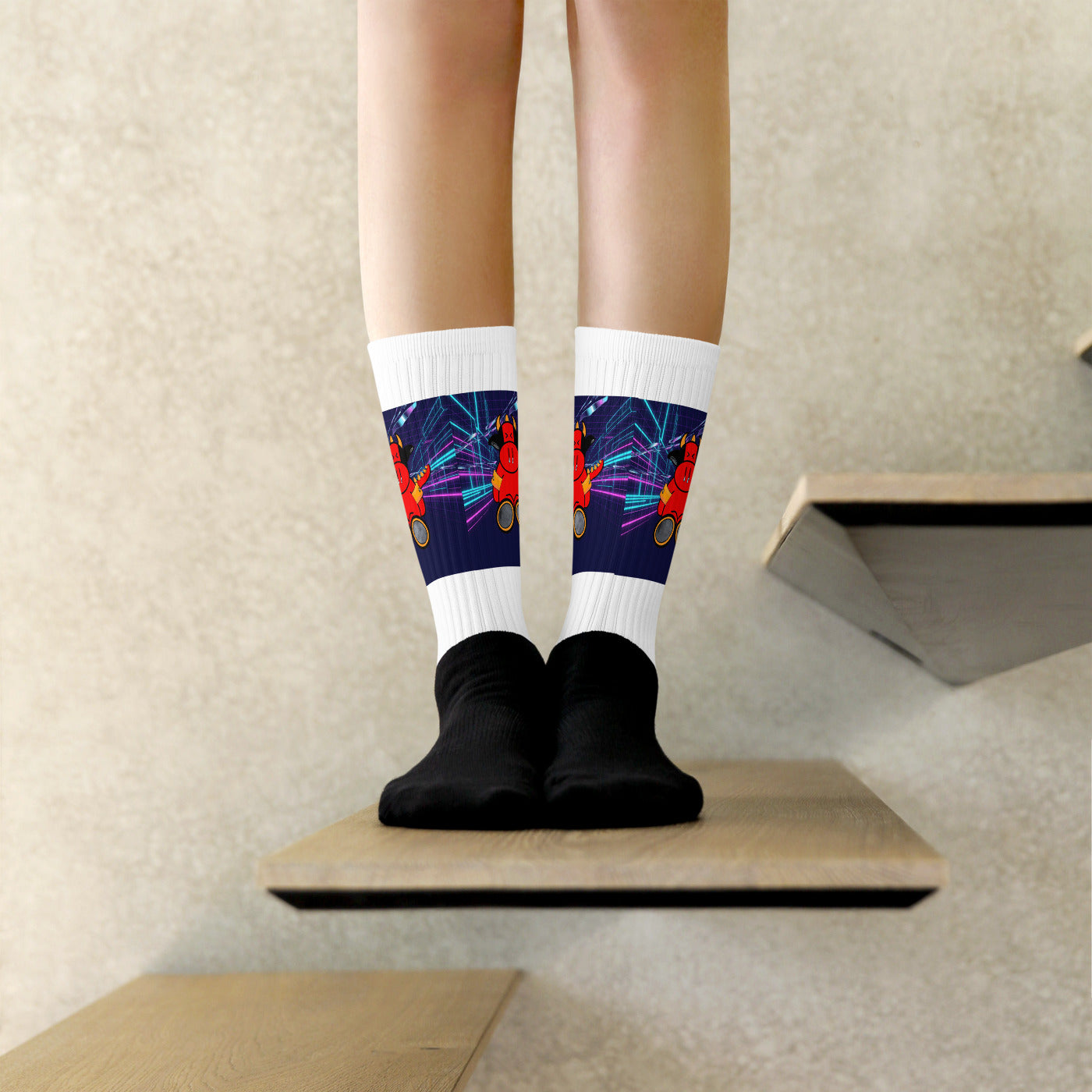 Pocket Cows Black Foot Sublimated Socks — After Hours — Design 250
