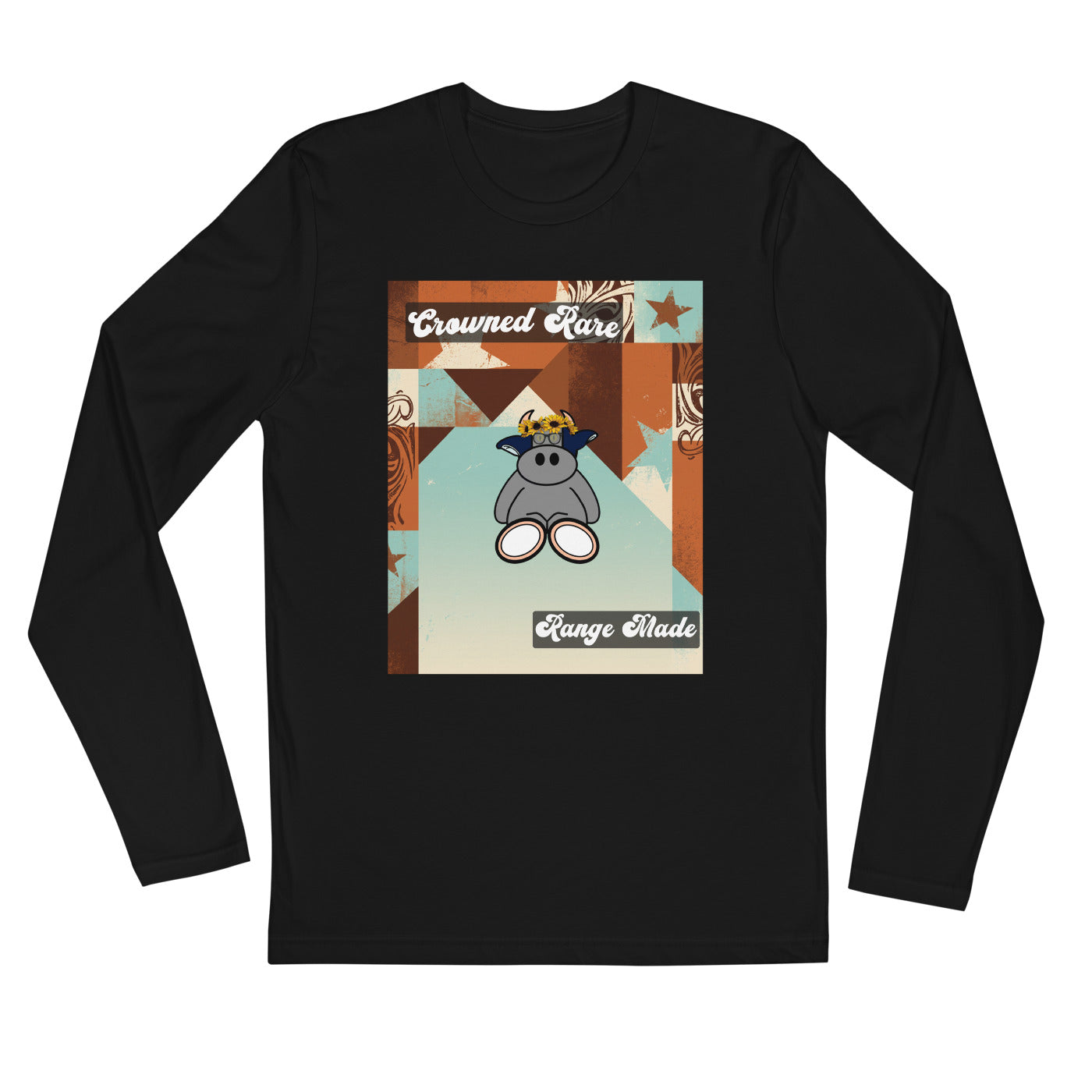 Pocket Cows Men's Fitted Long Sleeve Shirt — Design 260