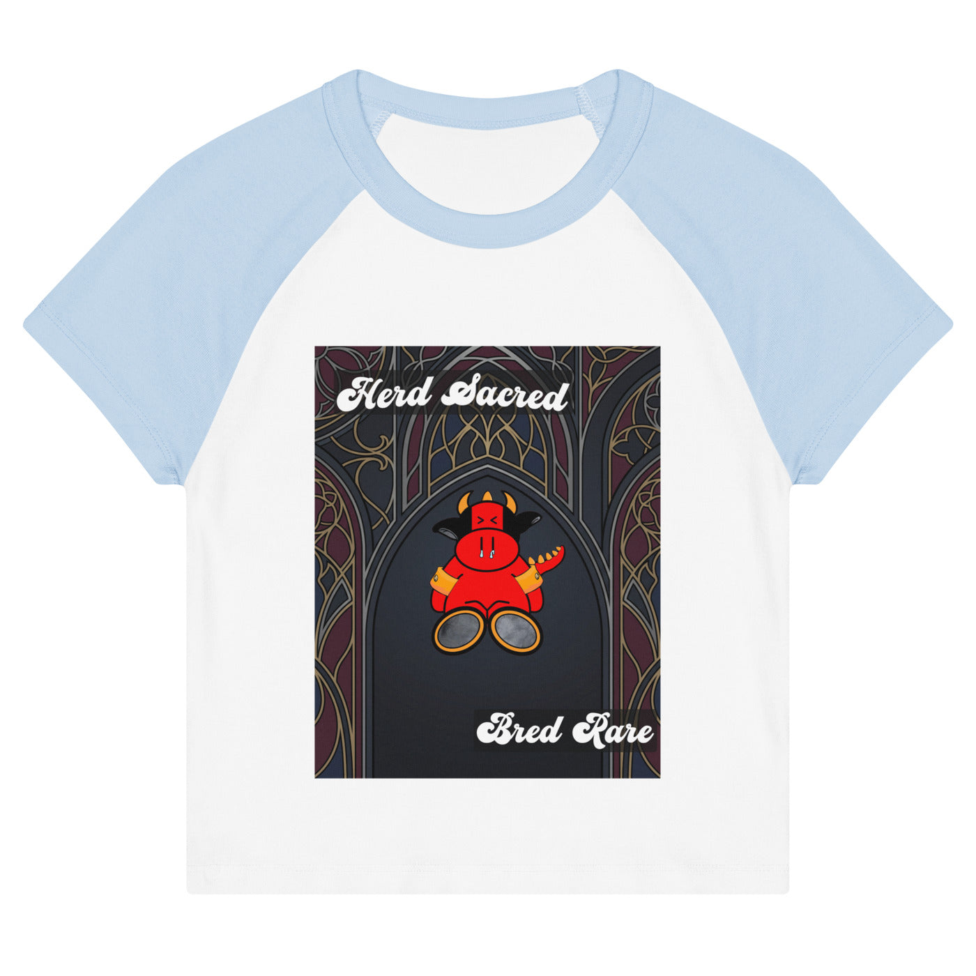 Pocket Cows Women's Micro Rib Raglan Baby Tee — Design 267