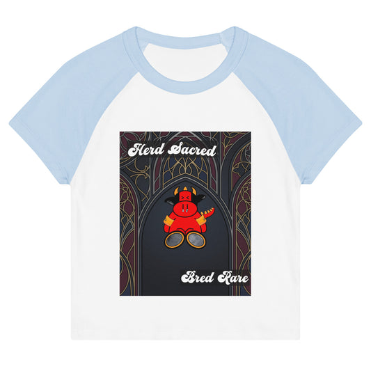 Pocket Cows Women's Micro Rib Raglan Baby Tee — Design 267