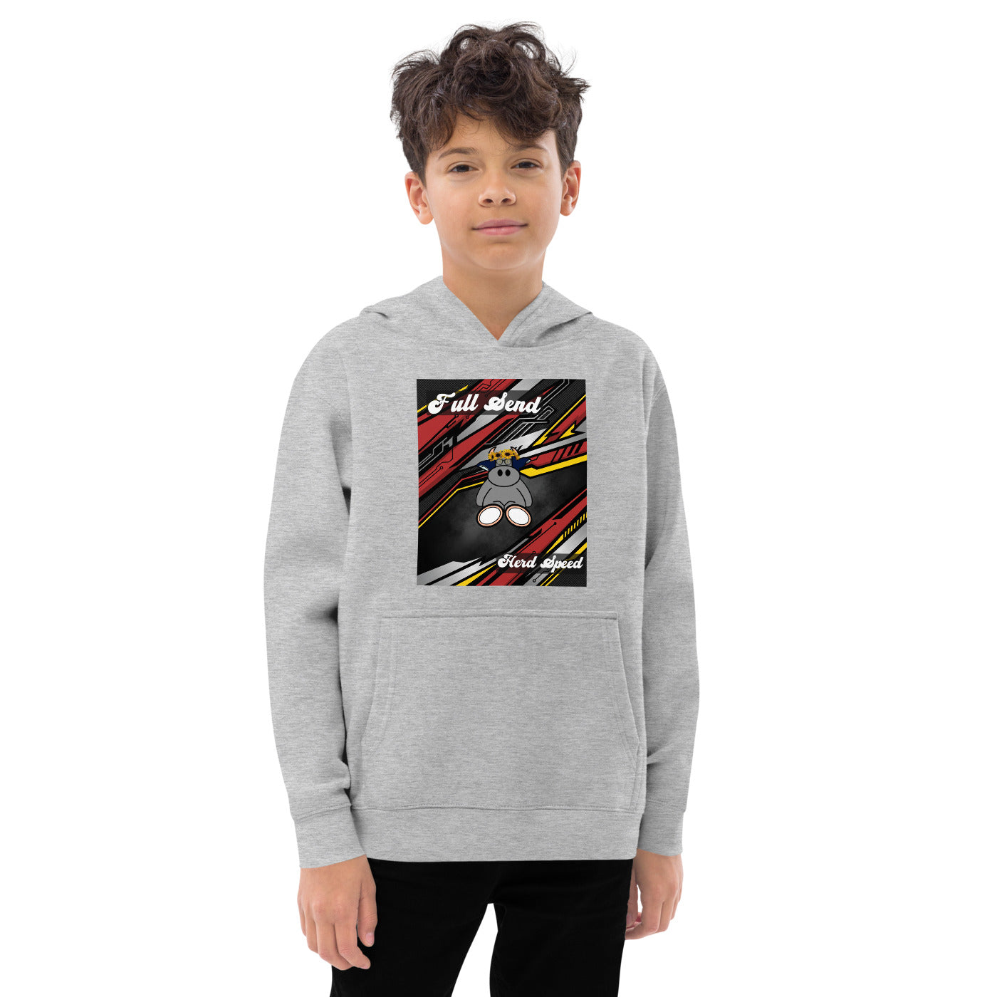 Pocket Cows Kids Fleece Hoodie — Design 265