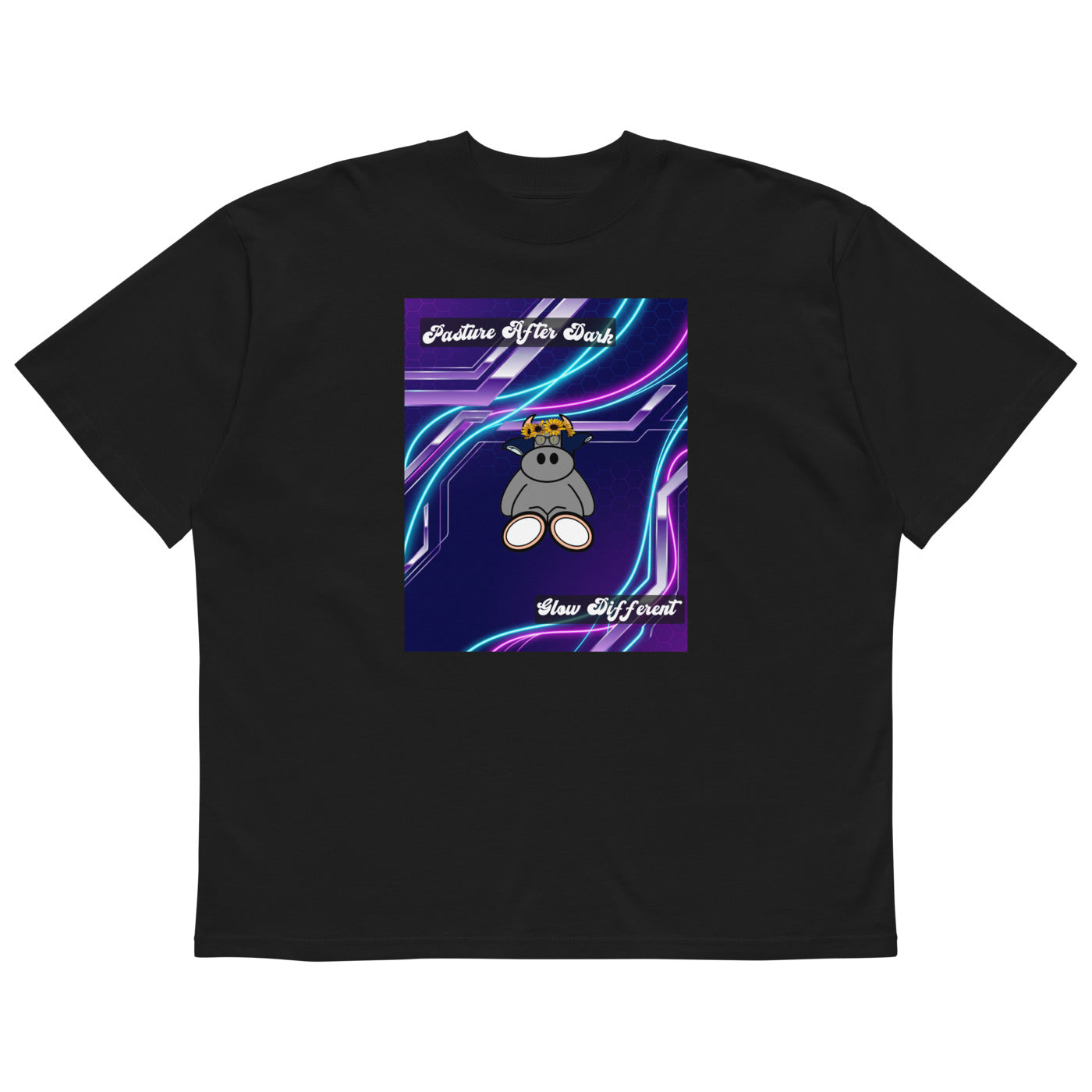 Pocket Cows Unisex Organic Oversized High Neck Blaster 2.0 T-Shirt — Design 251