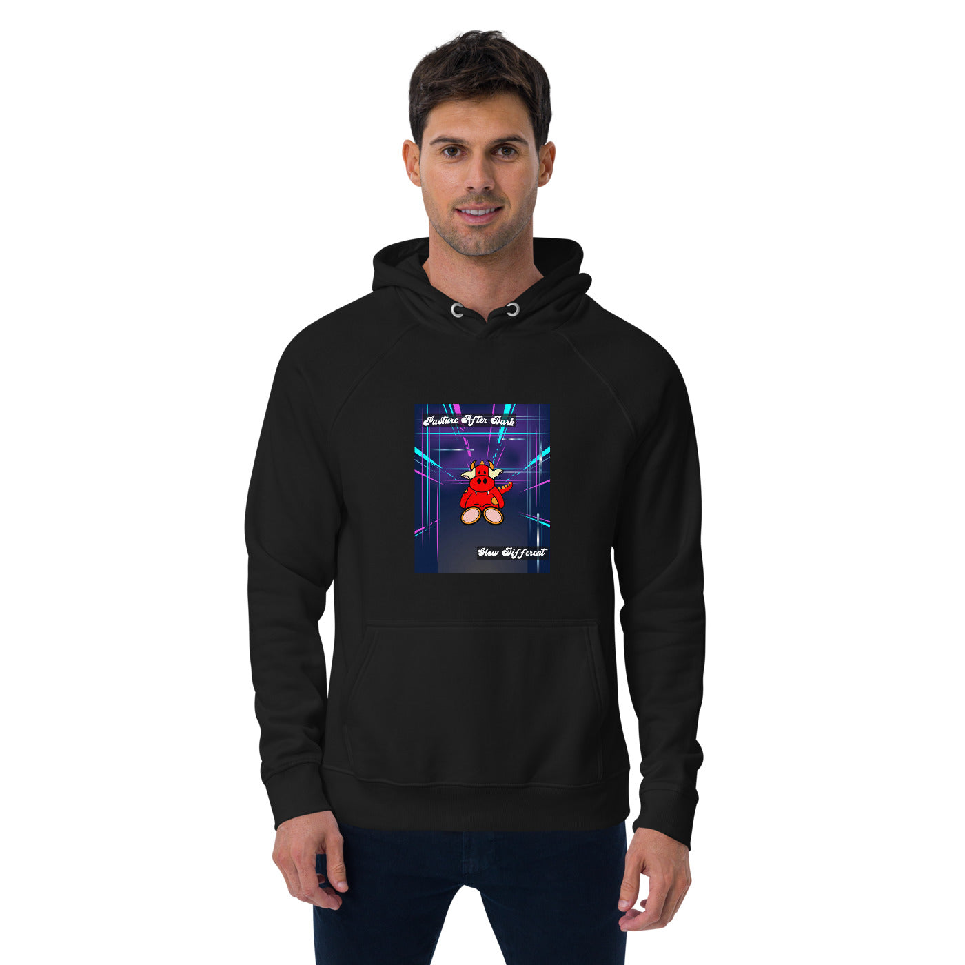 Pocket Cows Unisex Eco Raglan Hoodie — Design 273
