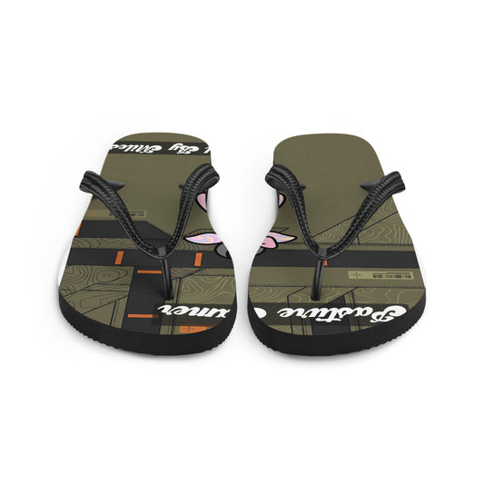 Pocket Cows Sublimation Flip Flops — Built To Roam — Design 849