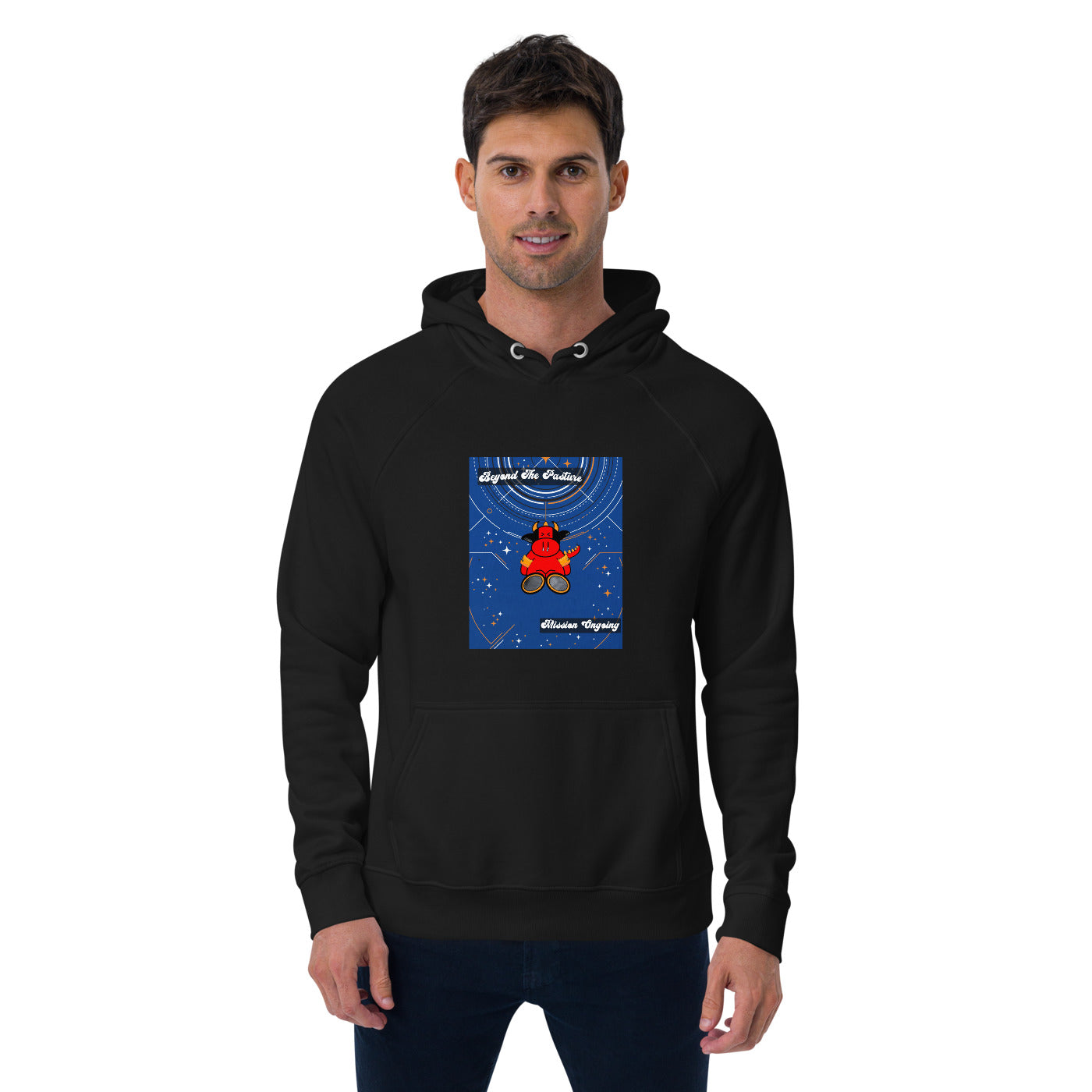 Pocket Cows Unisex Eco Raglan Hoodie — Design 278