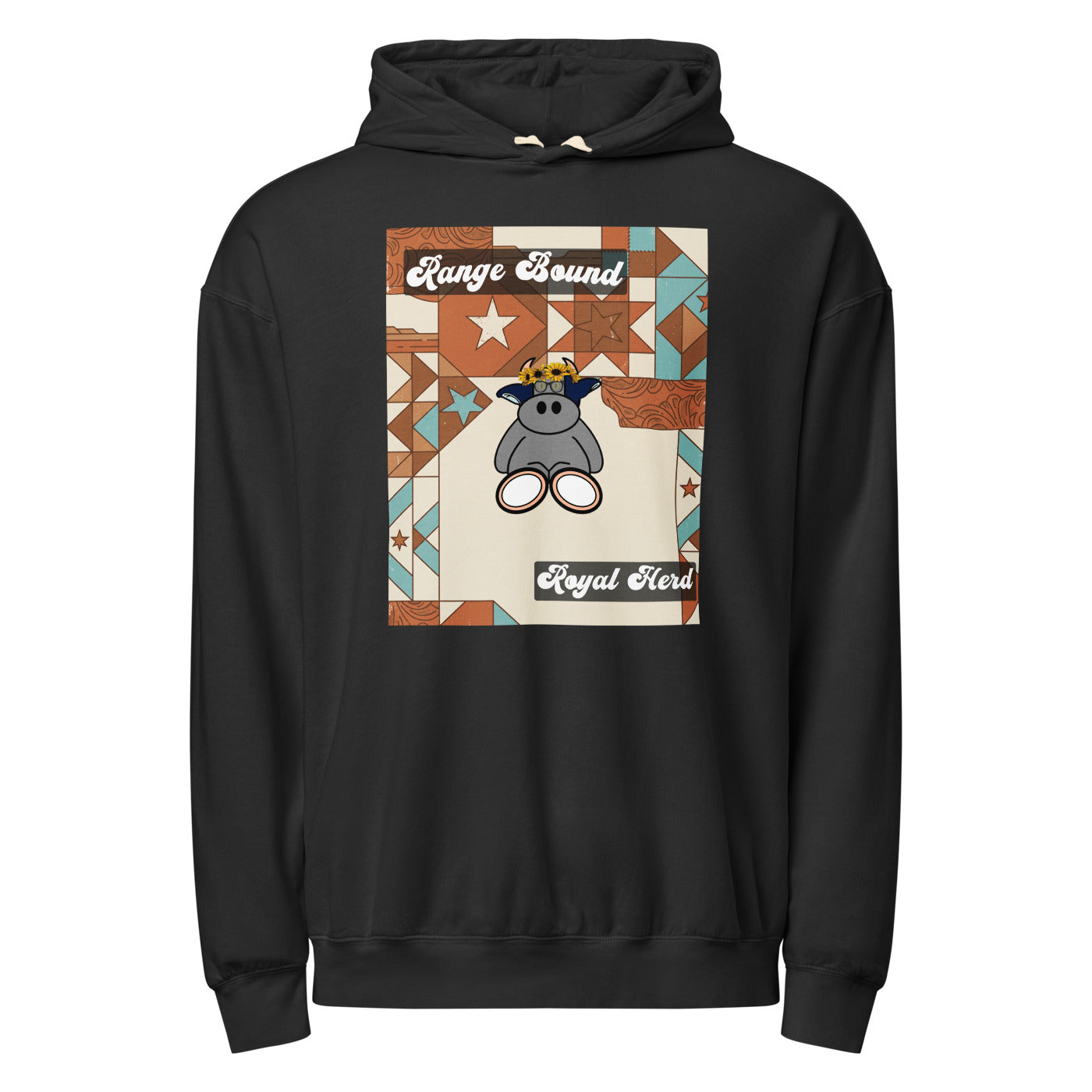 Pocket Cows Unisex Garment-Dyed Lightweight Fleece Hooded Sweatshirt I Comfort Colors — Range Royalty — Design 258