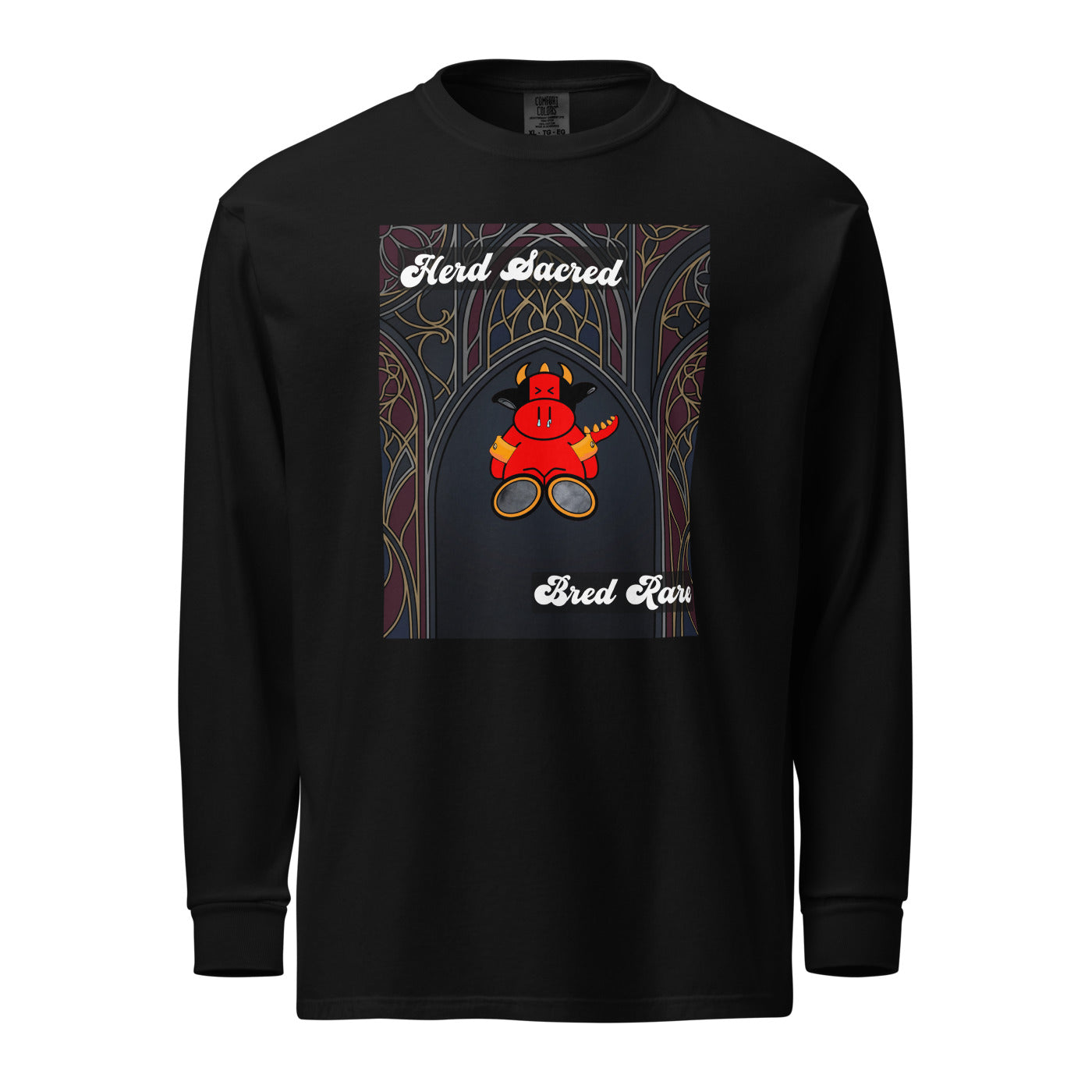 Pocket Cows Unisex Garment-Dyed Heavyweight Long Sleeve Shirt — Design 267