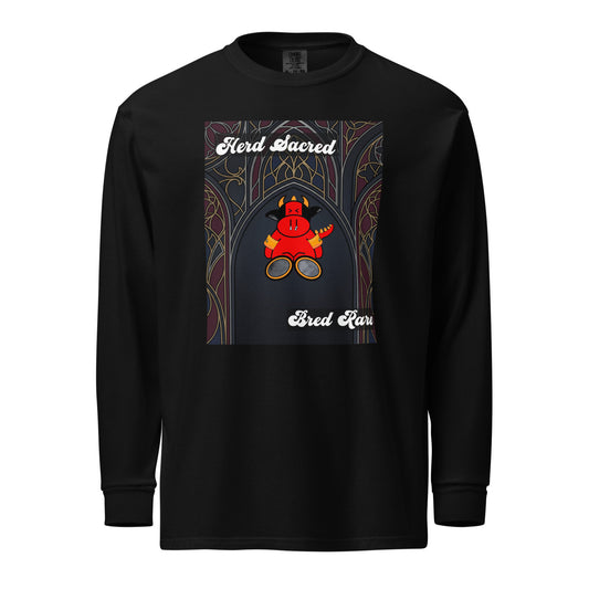 Pocket Cows Unisex Garment-Dyed Heavyweight Long Sleeve Shirt — Design 267