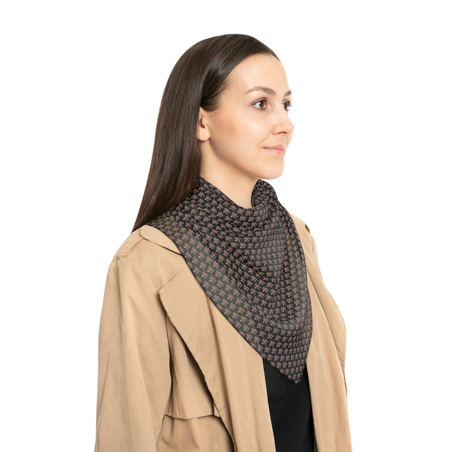 Black Pattern Poly Scarf