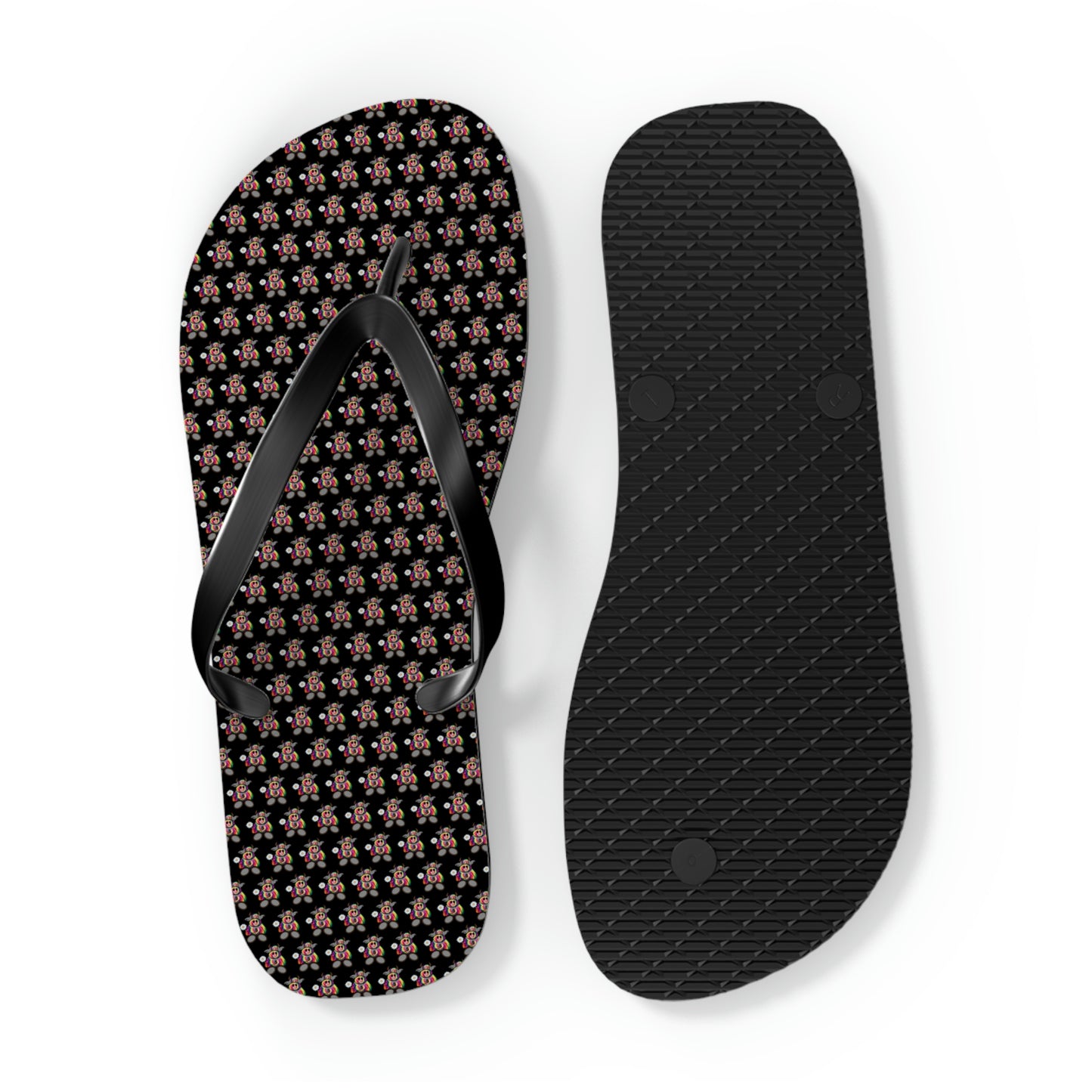 Black Pattern Flip Flops