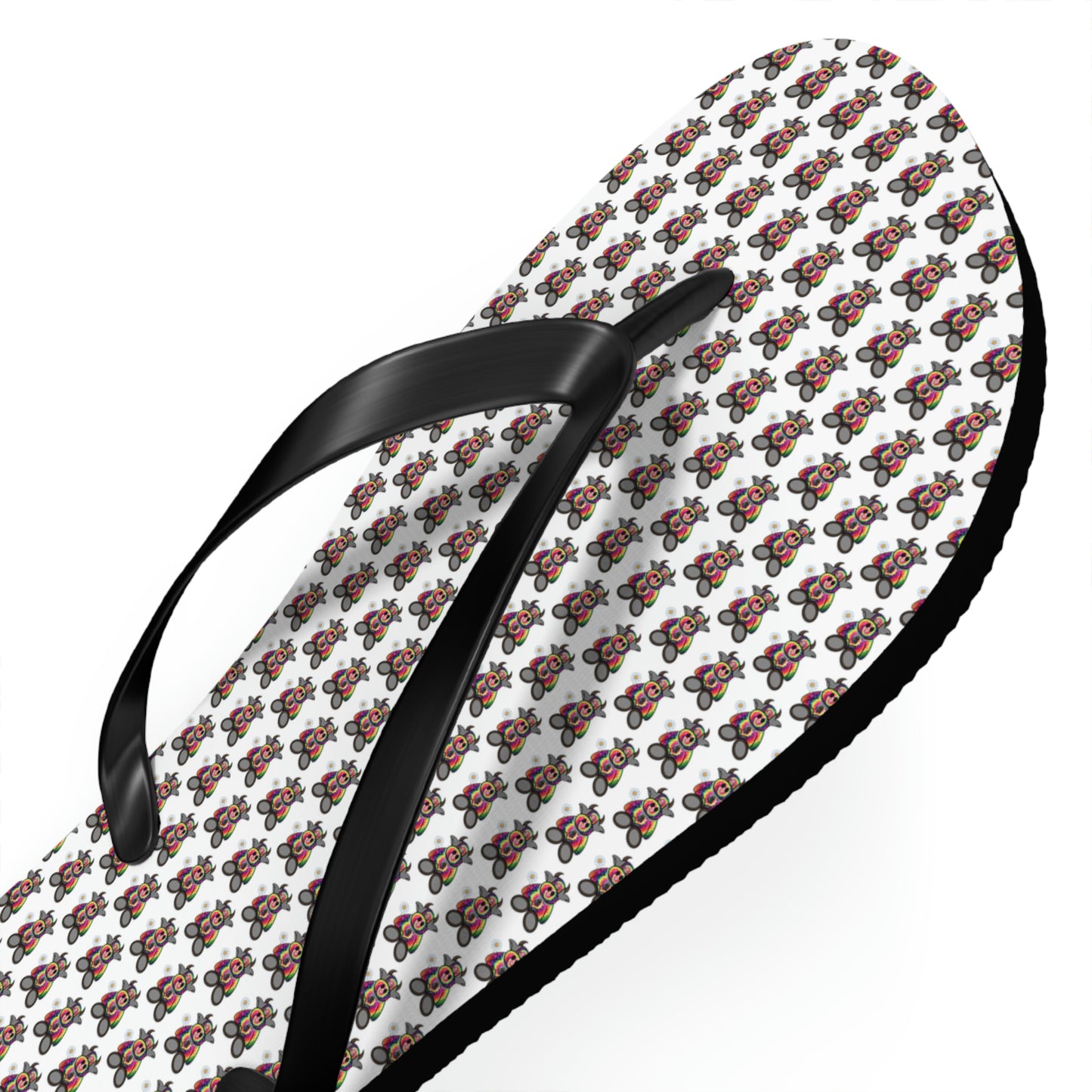White Pattern Flip Flops