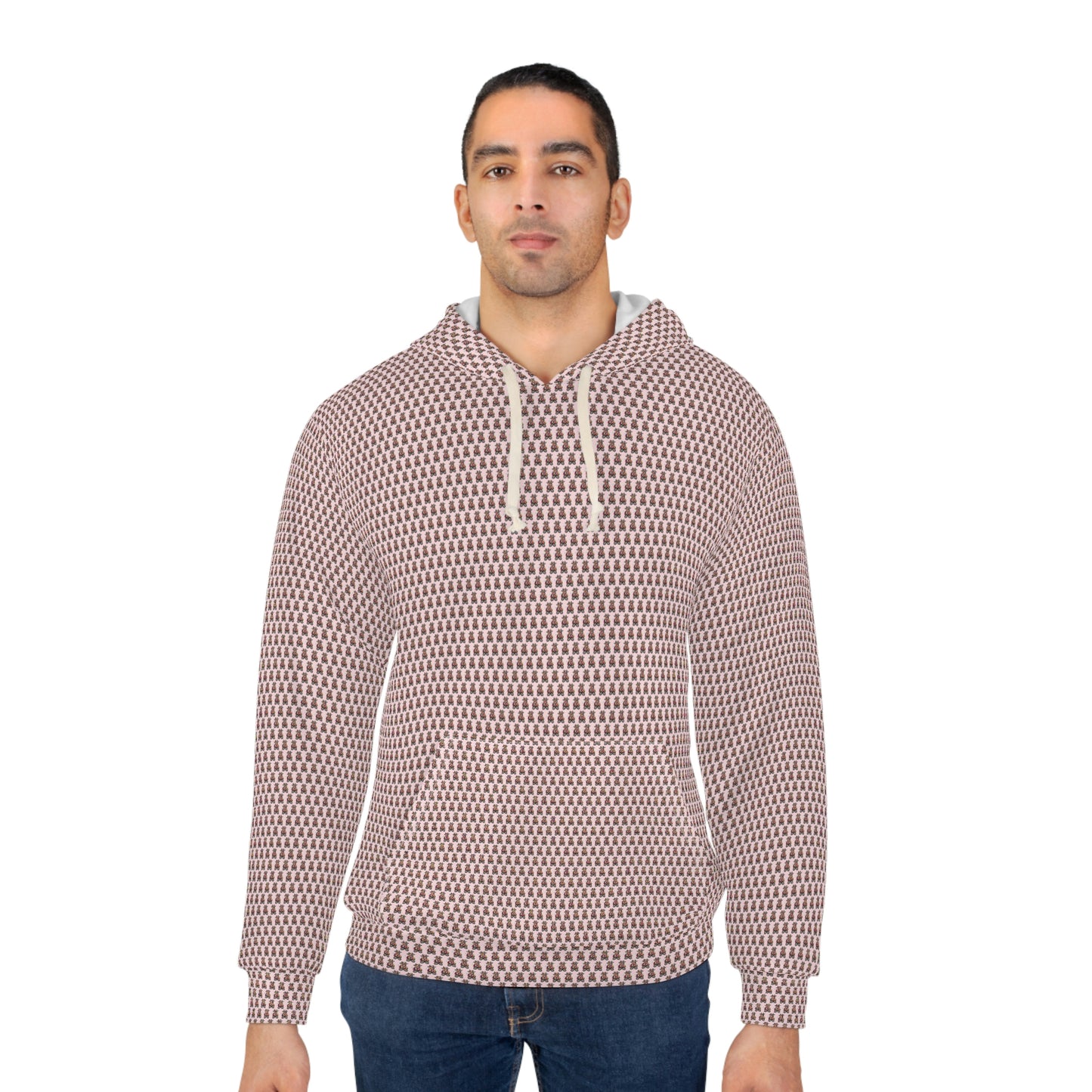 Pink Pattern AOP Unisex Pullover Hoodie