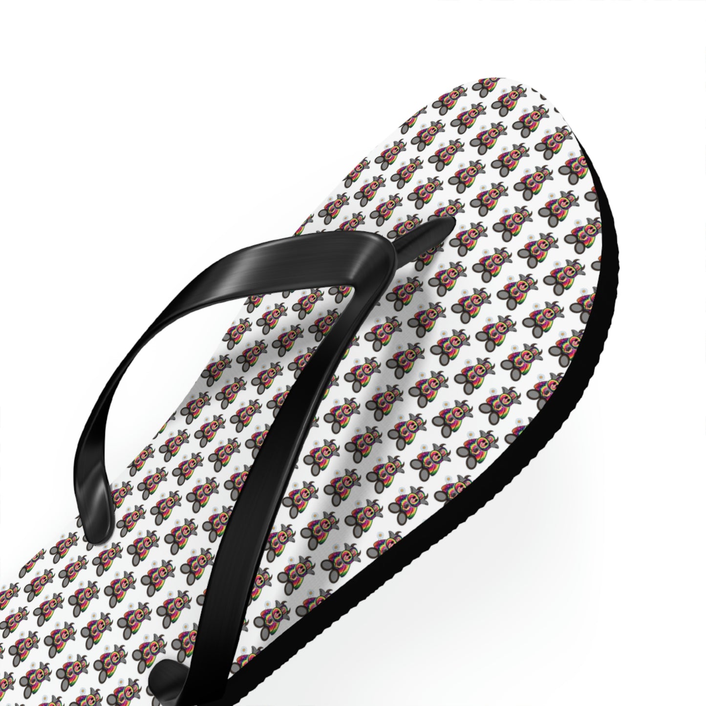White Pattern Flip Flops