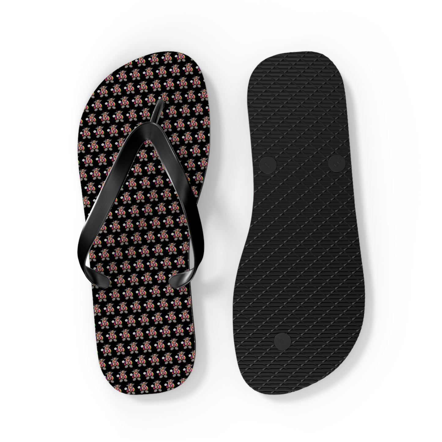 Black Pattern Flip Flops